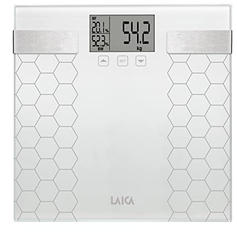 Laica LA284 Elektronische Personenwaage mit Körperkomposition, weiß