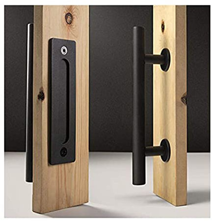 AIPINQI Sliding Door Handle, Heavy Duty Barn Door Handle Stainless Pull Hardware Set Hardware Handles for Closet Home Black Doors Handles