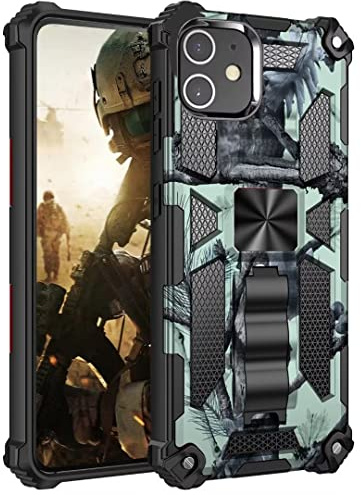 FMPCUON Hülle für iPhone 12 Mini 5.4, für iPhone 12 Mini 5.4 Handyhülle, 360 Grad Armor Panzerhülle Heavy Duty Schutzhülle mit Ständer Case Cover - (Product) Hellgrün