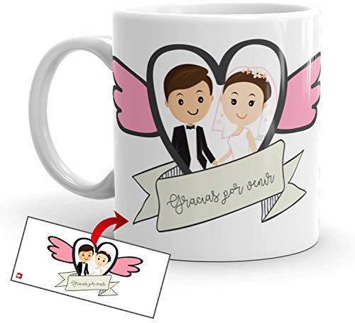 Kembilove Tazas de Desayuno para Bodas – Tazas Originales para Celebraciones y Bodas con Mensaje Gracias por venir – Regalos Originales para regalar en Bodas