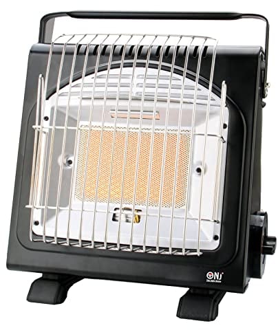 NJ-H1 Camping Gas Heater Portable Stove - Compact 2in1 Butane Gas Cooker and Heater Outdoor use Auto Ignition 1.7kW, Black