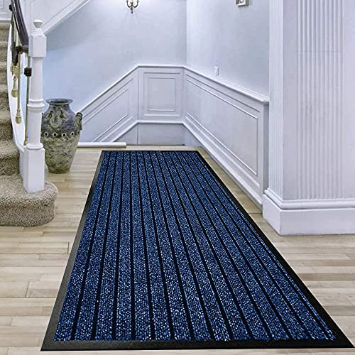 Long Hallways Runners 80 x 300 cm, Blue - Heavy Duty Dirt Trapper Barrier Mat Waterproof Strong PVC Rubber Backing Anti Slip Floor Mat