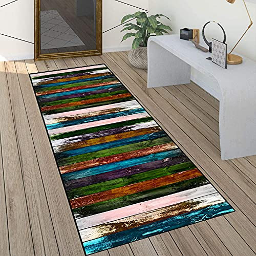 QQrunner Teppich läufer Flur Bunt rutschfest 60x200cm Küchenteppich Patchwork Waschbar Meterware Schlafzimmer Korridor Teppich Lang, 60/70/ 80/90/ 100/ 120cm Breit