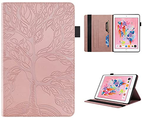 CXTcase Funda para iPad 9,7 2018/2017 (6a/5a Generación), iPad Air/Air 2, Magnético Smart Cover iPad 9,7 Soporte Función Auto-Sueño/Estela Tableta Carcasa iPad 9,7/Air/Air 2, Oro Rosa