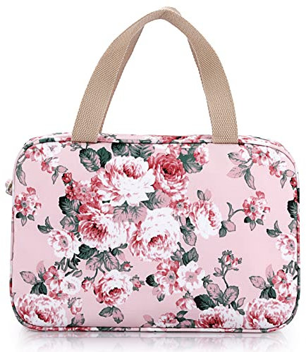 SUMTREE Trousse de Toilette Sac de Toilette Grande capacité Organisateur pour Le Voyage,Business,Pique-Nique(Rose Fleurs)