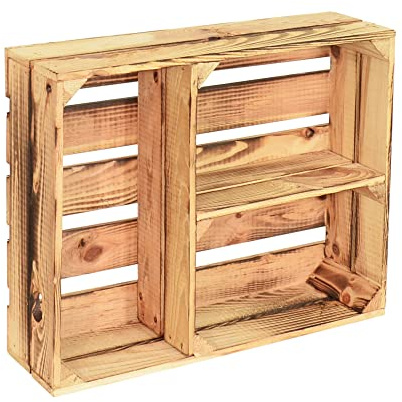 CHICCIE 2 Set Holzregal Schmalhanz 50x40x15cm - Hell Geflammt T Regal Holzkiste