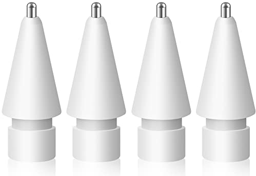 MEKO 4 Stücke Spitzen zum Ersatz für Apple Pencil 1./2. Generation, USB-C und Apple Pencil Pro sowie Logitech Crayon, 0,72 mm, hochempfindlich und verschleißfest Ersatzspitze, weiß