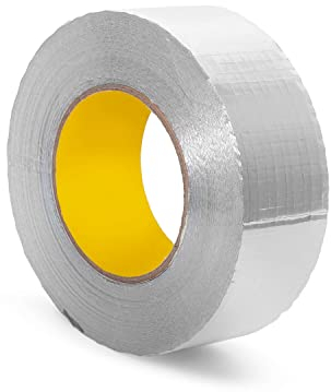 Aluminiumklebebänder Netzverstärkt, Alu Klebeband Hitzebeständig zum Abdichten Ventilation und Klimaanlagen, Extra Stark Aluminiumband Verstärkt mit Glasfasergewebe, Dichtband 48mm x 45m