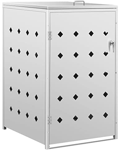 KOIECETA Mülltonnenbox für 1 Tonne Mülltonnenverkleidung Müllbox Mülltonne Müllcontainer Gartenbox Gerätebox Mülltonnenschrank 240L Edelstahl
