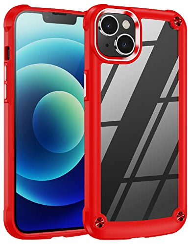 TECHGEAR iPhone 14 Tough Case [Fusion Armour] Premium Hybrid Tough Rugged Protective Bumper Case Heavy Duty Protection with Clear Back Designed For iPhone 14 6.1 - Red