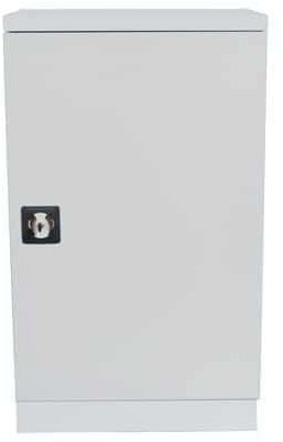 Horison Industries Medium Storage Cupboard with Doors and Shelves - Lockable Cupboard, Metal Cabinet, Office Furniture, Broom Cabinet - 2 Shelves,Single in Grey - 1000x590x450mm