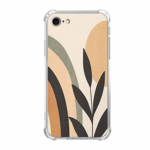 Nsyosio Abstract Art Rainbow Case for iPhone 7/8/SE2/SE3,Aesthetic Minimalist Plant Pattern,Unique Trendy TPU Bumper Compatible with iPhone 7/8/SE2/SE3
