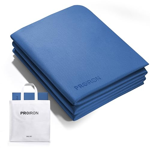 PROIRON Yogamatte Faltbar TPE, Reise Yogamatte rutschfest & leicht 183cm x 61cm x 7mm, Gymnastikmatte mit Tasche für Fitness Pilates - Blau