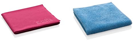 E-Cloth Glass & Polishing Cloth, Microfibre, Assorted Colours, 1 Pack & General Purpose Microfibre Cloth, Multipurpose Cleaning Cloth for Household Surfaces