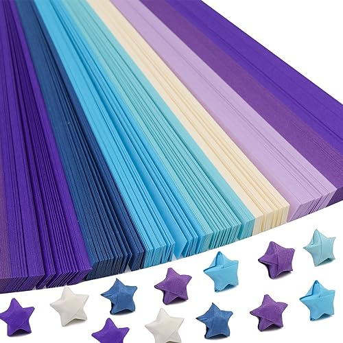KAMAIKA 1080 Stück Origami Sterne Papierstreifen, Stern-Origami-Blätter, die farbe der sterne papierstreifen zum basteln, Doppelseitige Origami-Glückssterne, Für Bastelarbeiten in der Schule(Lila)