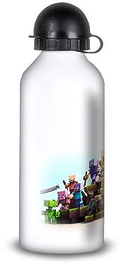 SUPER FABRIQUE Gourde/Bouteille d'eau en Aluminium - Acier Inoxydable (thermos 24h) réutilisable 330ml à 750ml, Thème jeux vidéos compatible Minecraft (Aluminium, Gourde Sport 650ml)