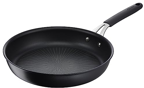 Lagostina Tempra, Padella 30cm con Rivestimento in Titanium Antiaderente Antigraffio, Fondo in Acciaio Inox, Manico Rivettato in Acciaio e Silicone, per Tutte le Fonti di Calore Inclusa Induzione