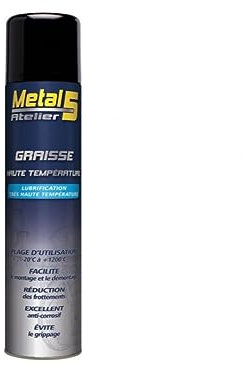 Metal 5 Graisse haute température 400 ml - Lubrifiant - Gel en Vaporisateur - 400 g - Résiste à -20°C à +1200°C - Anti-corrosion - Évite le grippage