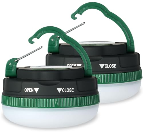 Flintronic 2 Piezas de Camping, 5 Modos de Luz, Luz Sos Portátil para Exteriores con Gancho, Resistente Al Agua IP43 para Senderismo,Pesca, Alimentación de Emergencia En El Hogar (Batería No Incluida)