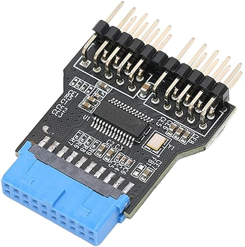 CABLEPELADO Adaptador USB 19 Pines Hembra a Dual 9 Pin, Convertidor USB 3.0 a USB 2.0 para Placa Base, Adaptador de 19 Pines a 9 Pines para USB Frontales