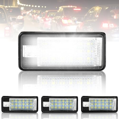LED Kennzeichenbeleuchtung, 4 Stück Kennzeichenleuchte für Audi A3 S3 A4 S4 A6 S6 A8 Q7, Nummernschildbeleuchtung, 6000K Kaltweiß 12V Heckleuchte Kennzeichen mit CAN-Bus, LED Ersatz für Audi