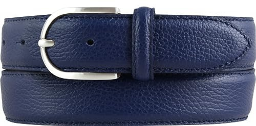 BELTINGER Italienischer Damen-Gürtel, 35 mm breit, Damen, Chinogürtel, Hosengürtel, strukturiertes Leder, Schließe Silber