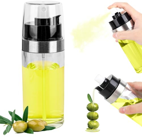 elthmpr 150 ml Spruzzatore Olio, 2 in 1 Spruzzino Olio Bottiglia Di Olio Spray Olio Spray per Friggitrice Aria per Cucinare Grigliare Insalata, Aria - Spray e Versate Spruzzatore Olio