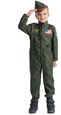 Dress Up America Kampfpilotenkostüm für Kinder – Air Force Kampfpiloten-Overall – Top Gun-Anzug für Jungen
