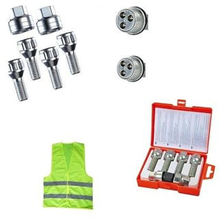 COMPATIBILE CON RENAULT Clio(3ª 2005), Clio(4ª 2012) per anno 2006 in poi (I) BULLONI ANTIFURTO AUTO PER CERCHI IN ACCIAIO BULLONE PER RUOTA FARAD KIT DI 4 PERNI+2 CHIAVI