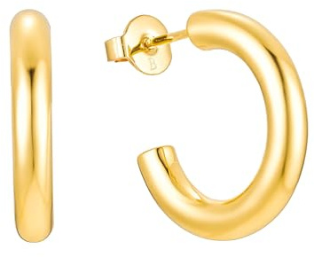 Brandlinger ® Statement Ohrringe. Chunky Creolen gold. Schmuck Damen vergoldet mit 18 Karat (Silber und Gold) für Frauen und Mädchen.