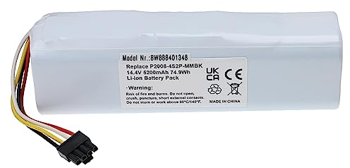 vhbw 1x Akku kompatibel mit Xiaomi Roborock 1C, S51, S60, S65, S55, S6, S552-00, S50, S552, S5, S5 Max Staubsauger (5200 mAh, 14,4 V, Li-Ion)