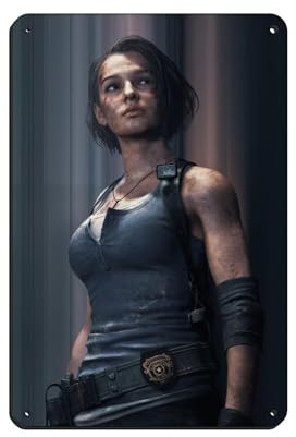 Jill Valentine Poster, Retro-Poster, Metall-Blechschild, schicke Kunst, Retro, Eisenmalerei, Bar, Menschen, Höhle, Café, Familie, Garage, Poster, Wanddekoration, 20 x 30 cm