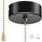 JIANHY Bathroom Light Pull Cord Switch - Antique Brass Chain Kit,with 150cm Cord Pull String Cylinder, Ceiling Pull Cord Light Switch Bathroom, Chandeliers Accessories (Black)