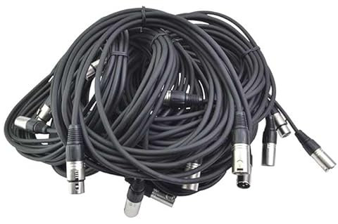 10 x XLR Mic Audio Cables 6 Metre Leads Bulk Packed - Black