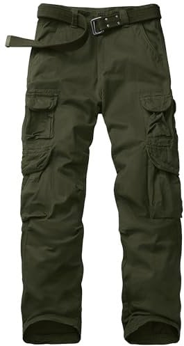 Faysfad Men's Cargo Trousers Combat Military Tactical Cotton Work Pants with Multiple Pockets(6325,Amy Green,34)