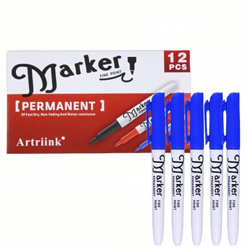 YIAGUN Dry Wipe Pens Whiteboard Markers Dry Erase Pens Low Odor Fine TipThin Box of 12 pcs (Blue)