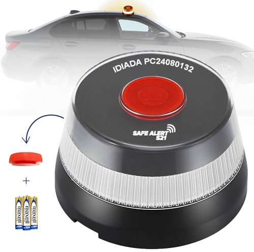 S21 Señalización Señalización Baliza V16 Luz de Emergencia para Coche Homologada DGT con Tarjeta SIM Movistar Incluida y Activada Pack V-16, Acrilonitrilo butadieno estireno (ABS), Negro, 1 Unidad