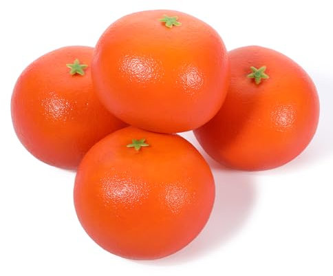 Juego de 4 naranjas artificiales para decoración, naranjas de simulación realistas, frutas falsas realistas para el hogar, fiesta, cocina, gabinete, exhibición de otoño, decoración de supermercado,