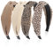 JIYIN 4 Stück Haarreifen Damen, Damen Stirnbänder für Haare Breiter Knoten Leopardenmuster Haarreifen Vintage Haarband Mode Verknotete Stirnbänder für Damen und Mädchen