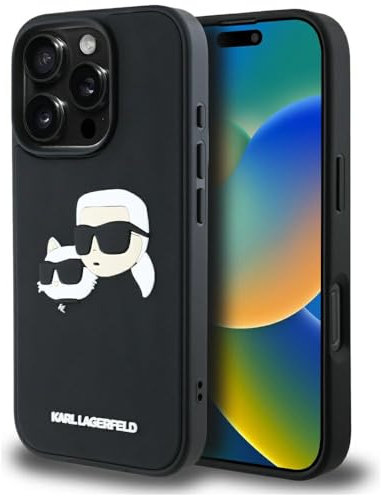 CG MOBILE Karl Lagerfeld HC 3D Rubber Hülle füruble Heads Hülle für iPhone 16 Pro Schwarz