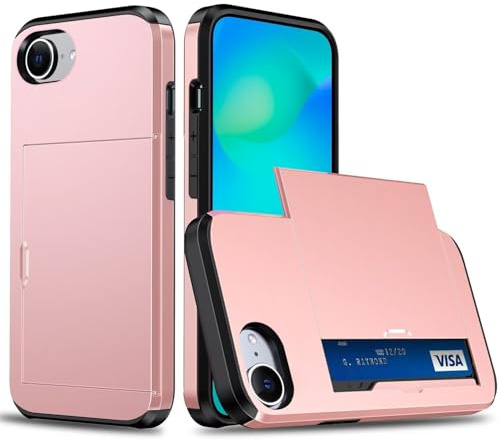 TQmchun Standard Handyhülle für iPhone 7/iPhone 8 Case Silikon,Verschiebbarer Versteckter mit Kartenfach Silikon TPU Handyhülle Dünn Stoßfest Handy Tasche Bumper Brieftasche Case(Roségold)