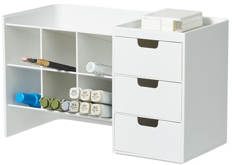 BLUE GINKGO Hive Stack Desk Organizer – Stapelbarer Stiftehalter, Schreibtischorganizer mit Schubladen – Büroaufbewahrung, Schulbedarf, Make-up (Hergestellt in Korea, Weiß)