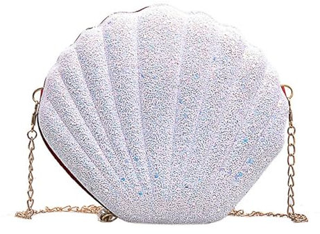 Mayoii Muscheltasche Glitzer Tasche Pailletten Handtasche Abendtasche Elegante Geschenk (Weiß)