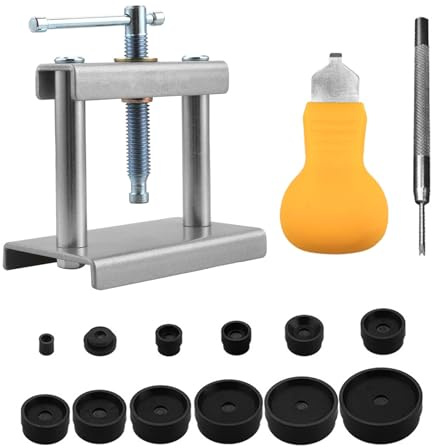 Loyanger Watch Press Tool, Watch Back Case Closer, Watches Battery Replacement Tool with Watc-h Back Remover Tool, Repair Kit for Watches, Only for Round Dials 16 to 50mm