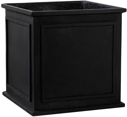 Olly & Rose Traditional Matt Black Fibretone Extra Large Plant Pot - XL Flower Pot Indoor Outdoor - 40 x 40cm Classic