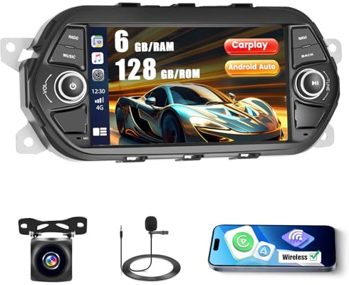 Roinvou 6+128G Android 15 Autoradio per Fiat Tipo Egea 2015-2017 Android Auto, 7 Pollici Touchscreen 2USB/Tipo-C WI-FI GPS Bluetooth EQ FM/RDS UI SWC Telecamera Posteriore