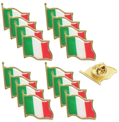 AEIXYA 16 Pezzi Spilla Bandiera Italiana, Ciondolo Metallico Smaltato a Mano, Bavero Pin per Tifosi Calcio, Festa della Repubblica, Regalo Patriottico Italiano con Tricolore
