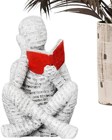 Reading Damen-Ornament aus Kunstharz – 20 cm kreative weibliche Skulptur, Desktop Bookshelf Decor | Home Wine Cabinet Art Figur, elegante weibliche Statue für Wohnzimmer Aesthetic Display Craftwork