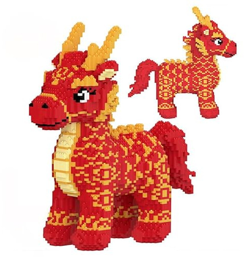 highdar Majestätisches Baustein-Pferd, 12888 Klemmbausteine Mini Tiere Bausteine Set, Mikro Bausteinmodell Ideas Geschenke Klemmbausteine Spielzeug für Jugendliche und Erwachsene (Rot)