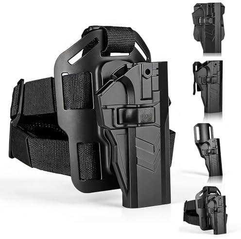 Quick-Release Tactical Pistol Holster Bag, Chest, Waist, Drop-Leg & Thigh Carry Handgun Case for Airsoft & Outdoor Use, Fits CZ 75 SP-01 Style Pistols(D)